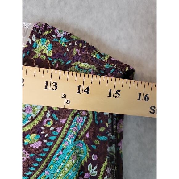 Vtg 90s ERIKA Green Paisley Pleated Button Front Rayon Maxi Dress Women's XL - Picture 10 of 11